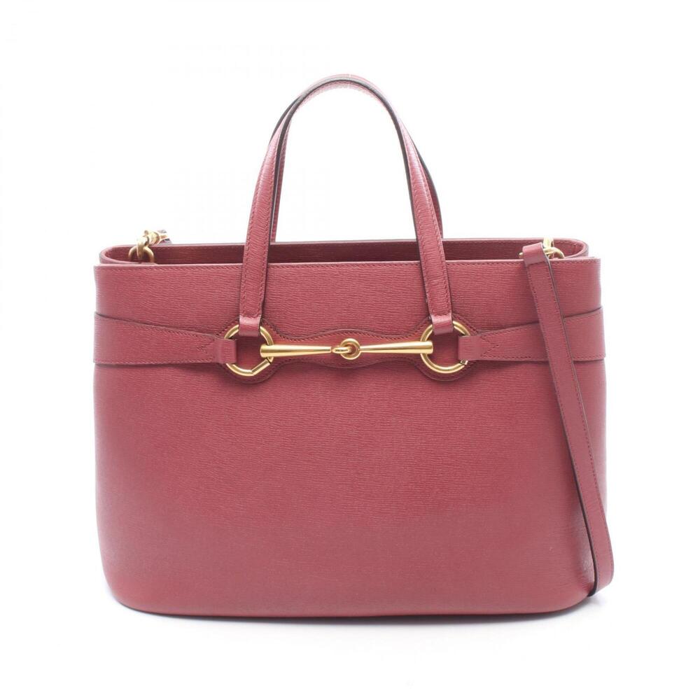GUCCI Authentic Pink Leather Horsebit Tote Bag